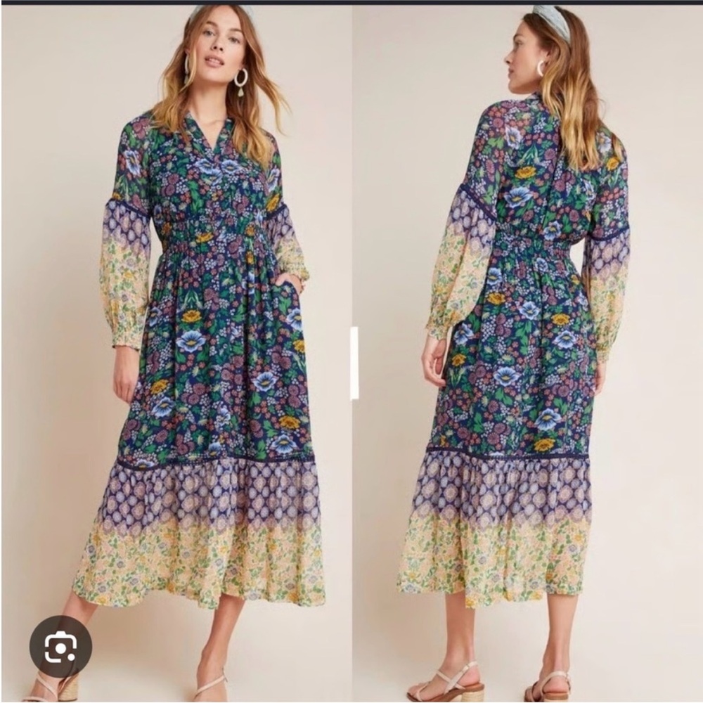 Maeve Anthropologie Ondine floral maxi dress